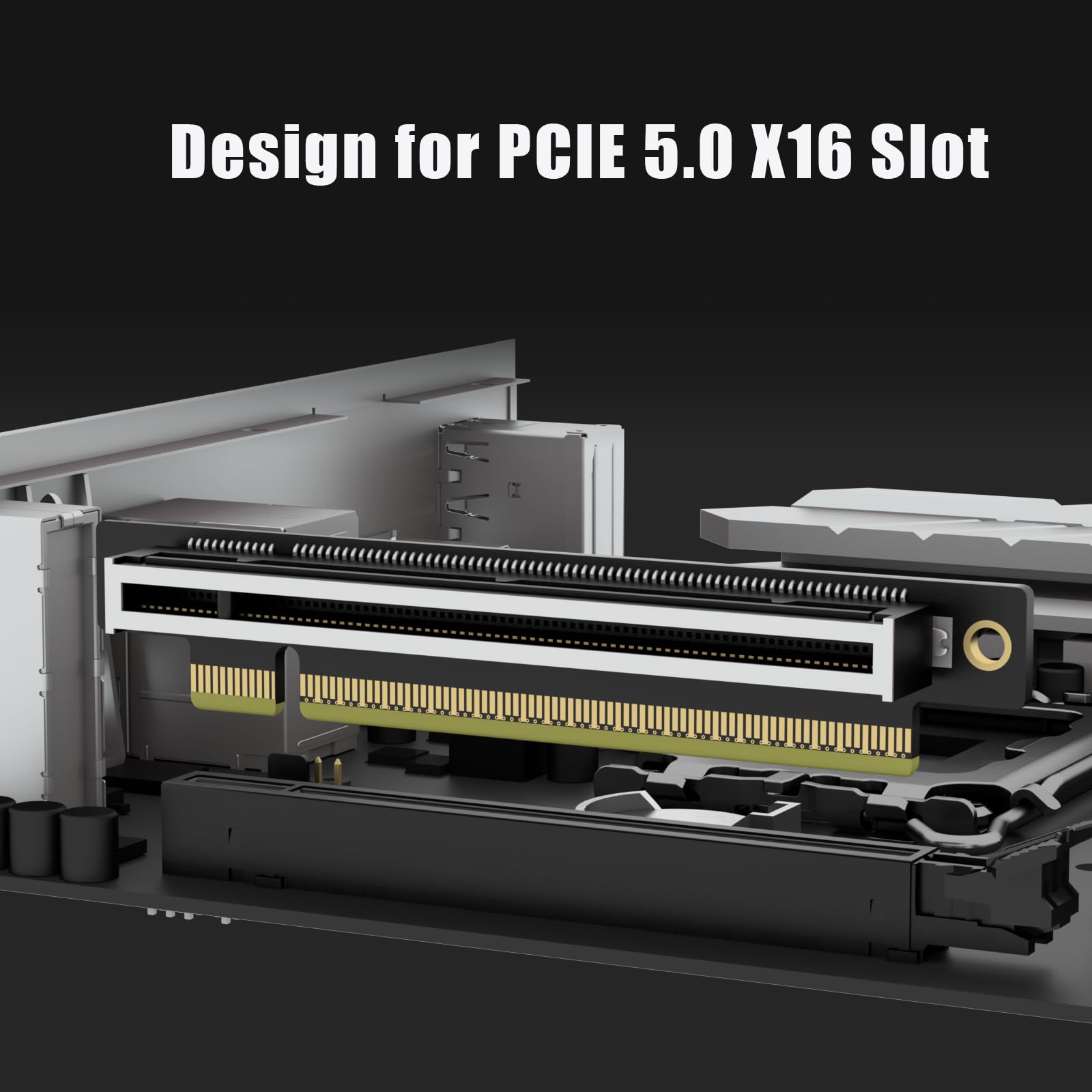 GLOTRENDS PA17 PCIe 5.0 X16 Carte Adaptateur, Angle Gauche et Profil Bas pour Installation dans Un Serveur 1U/2U