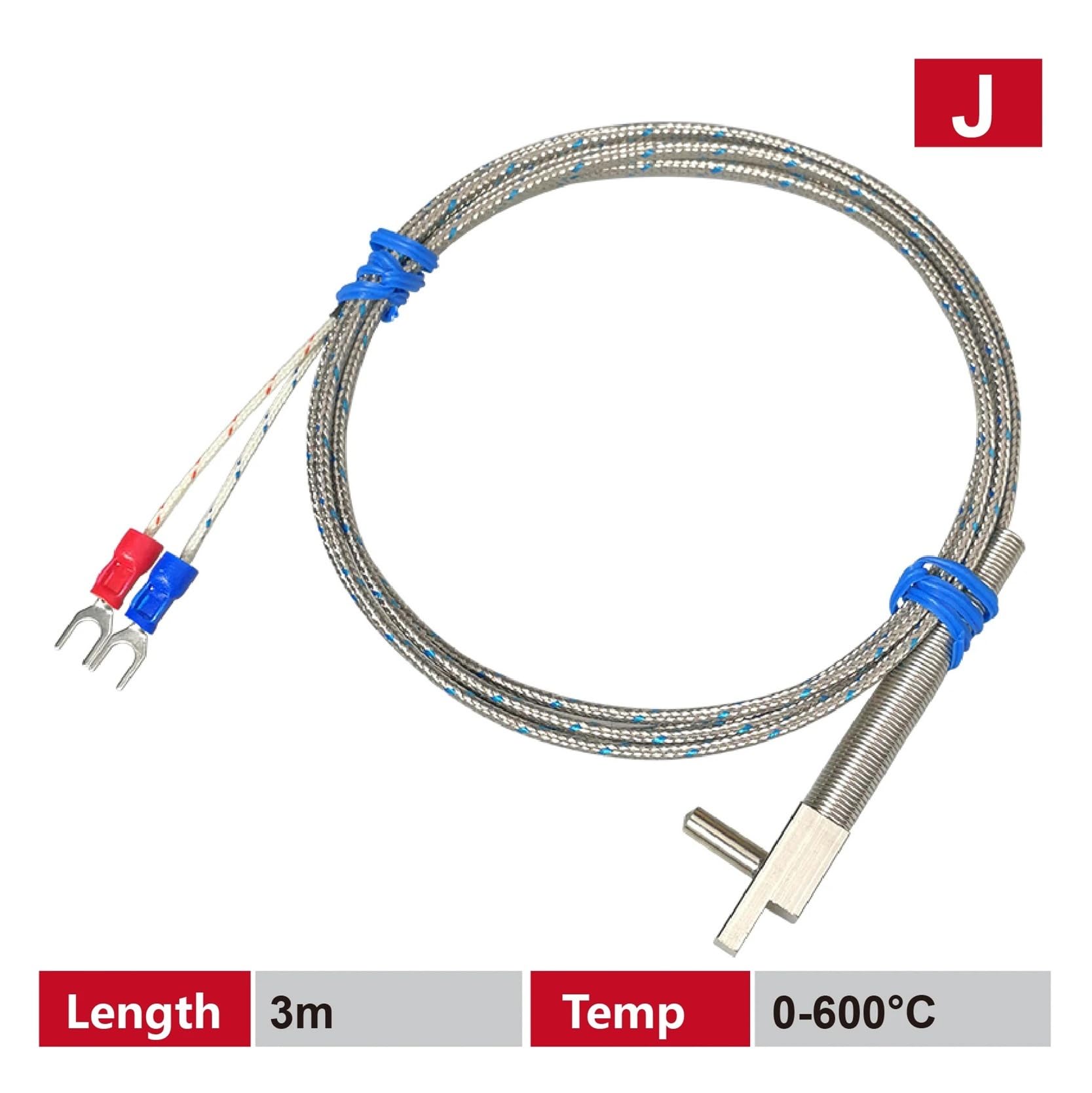 Capteur de température Czujnik temperatury kolektora formy 0-600 ° C, termopara kątowa w kształcie litery T, typ K/J, do systemów formowania wtryskowego (J-3meter)