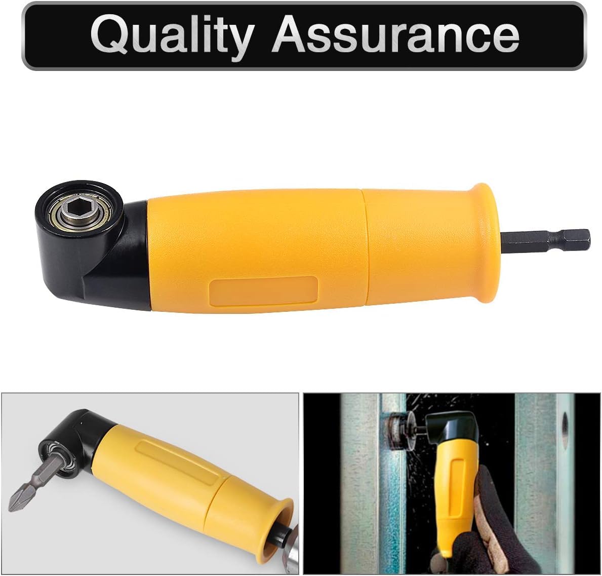 Taladro de Ángulo Recto, 90 Grados de Ángulo Recto Conductor de Extensión de Potencia Destornillador Taladro Accesorio 1/4 Pulgadas Hexagonal Socket Destornillador Titular Adaptador