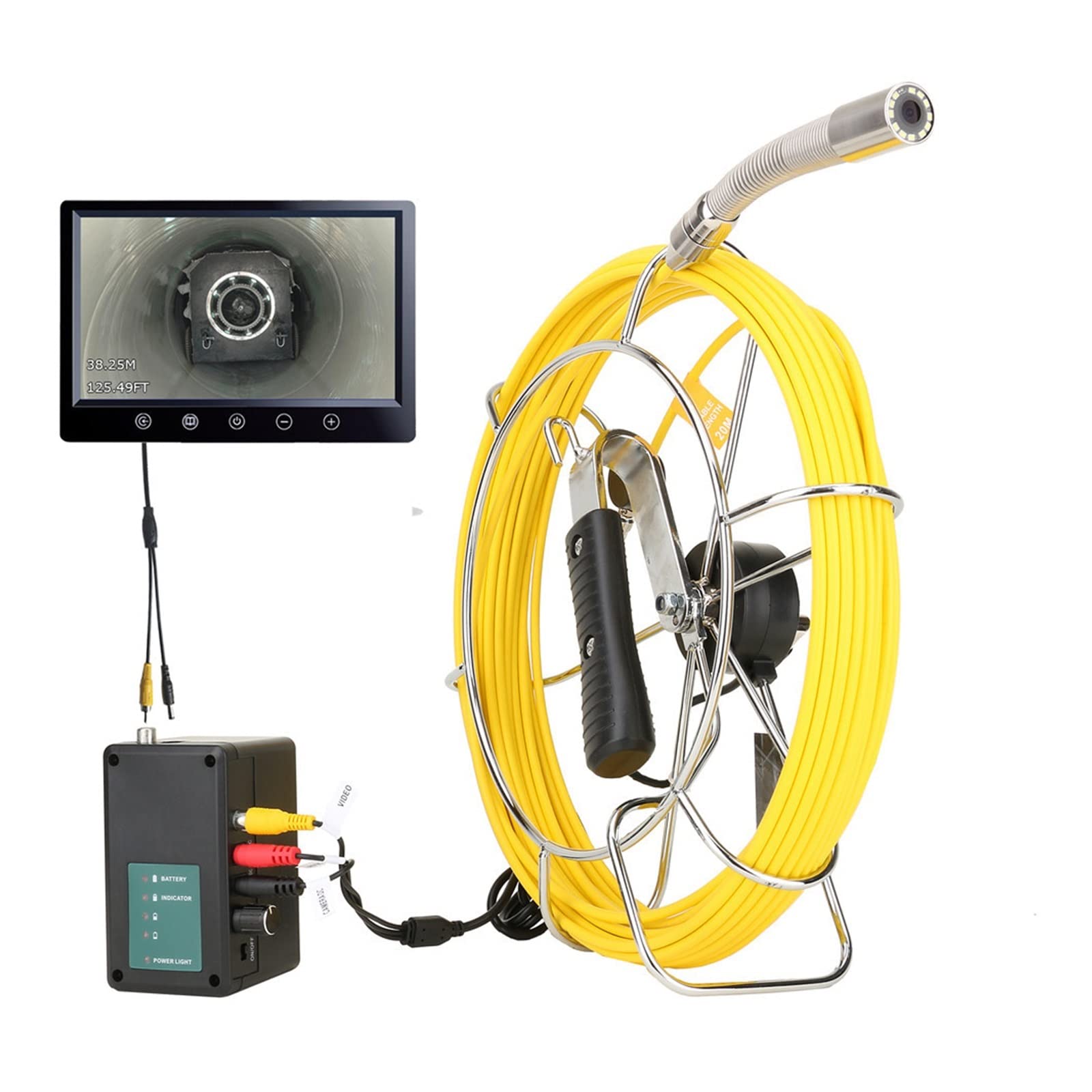 Cámara de Alcantarillado, Cámara de alcantarillado con localizador, endoscopio industrial de alcantarillado de drenaje Monitor de 9 pulgadas DVR 22 mm IP68 HD 1000TVL Cámara de video de inspección de