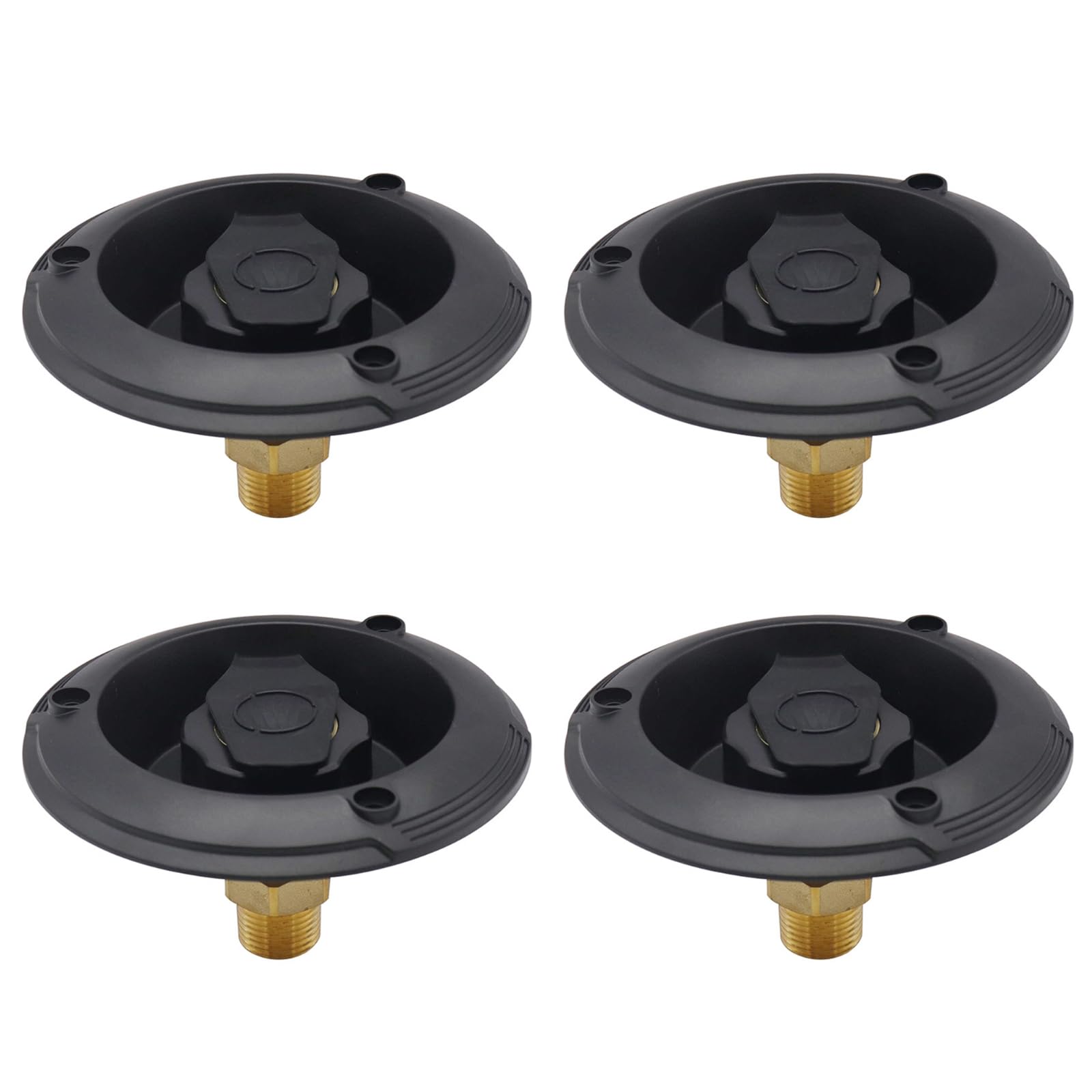 Lot de 4 entrées d'eau en laiton pour camping-car, remorque marine 3/4 NH femelle vers 1/2 NPT mâle, entrée d'eau en laiton avec bouchon anti-poussière pour camping-car, remorque