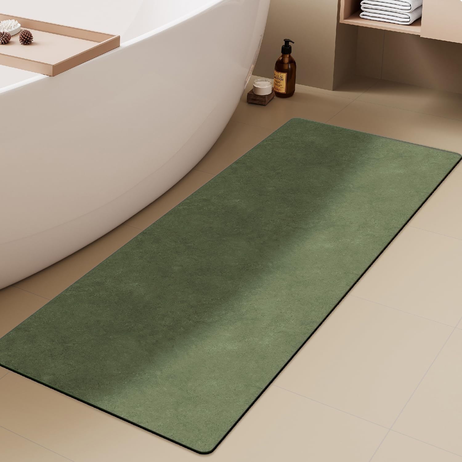 TYUU Bathroom Mat Quick Dry, Bathroom Rugs Non Slip Washable Thin Absorbent Bath Mat Fits Under Door Bathroom Floor Mat Perfect for Bath, Shower, or