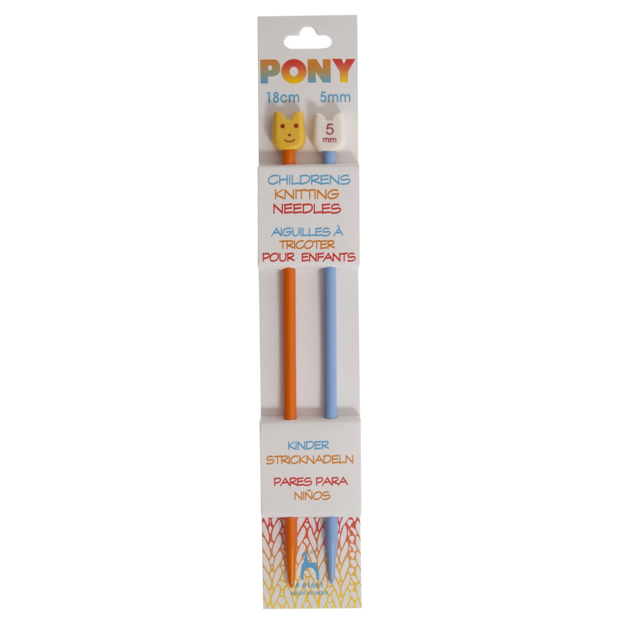 Pony Children's Coloured Knitting Needles - 5.00mm (P61661)