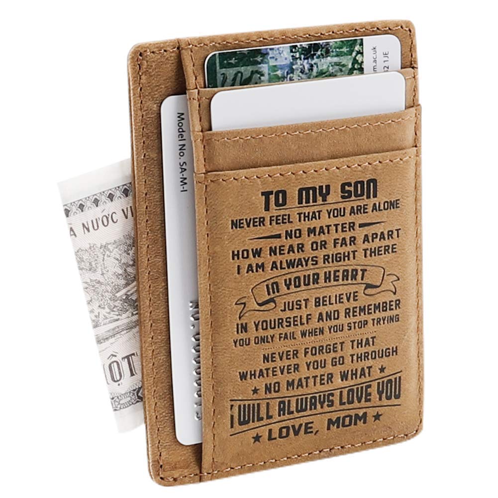 Son Memorial Gifts - Personalized Pocket Wallet For Daughter Gifts - 18th Birthday Graduation (Gifts For Son From Mom)