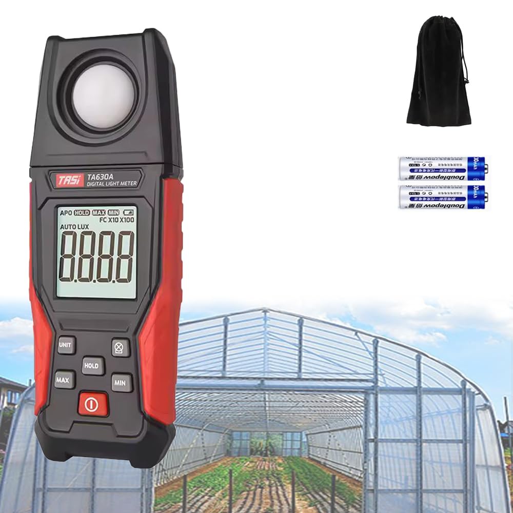 Digital Lux Meter for Light with 0.1~200000 Lux Range, Premium Photometer for Photography, Plants, Car Headlights, Home & Office LEDs, 4-Digit Color LCD Screen