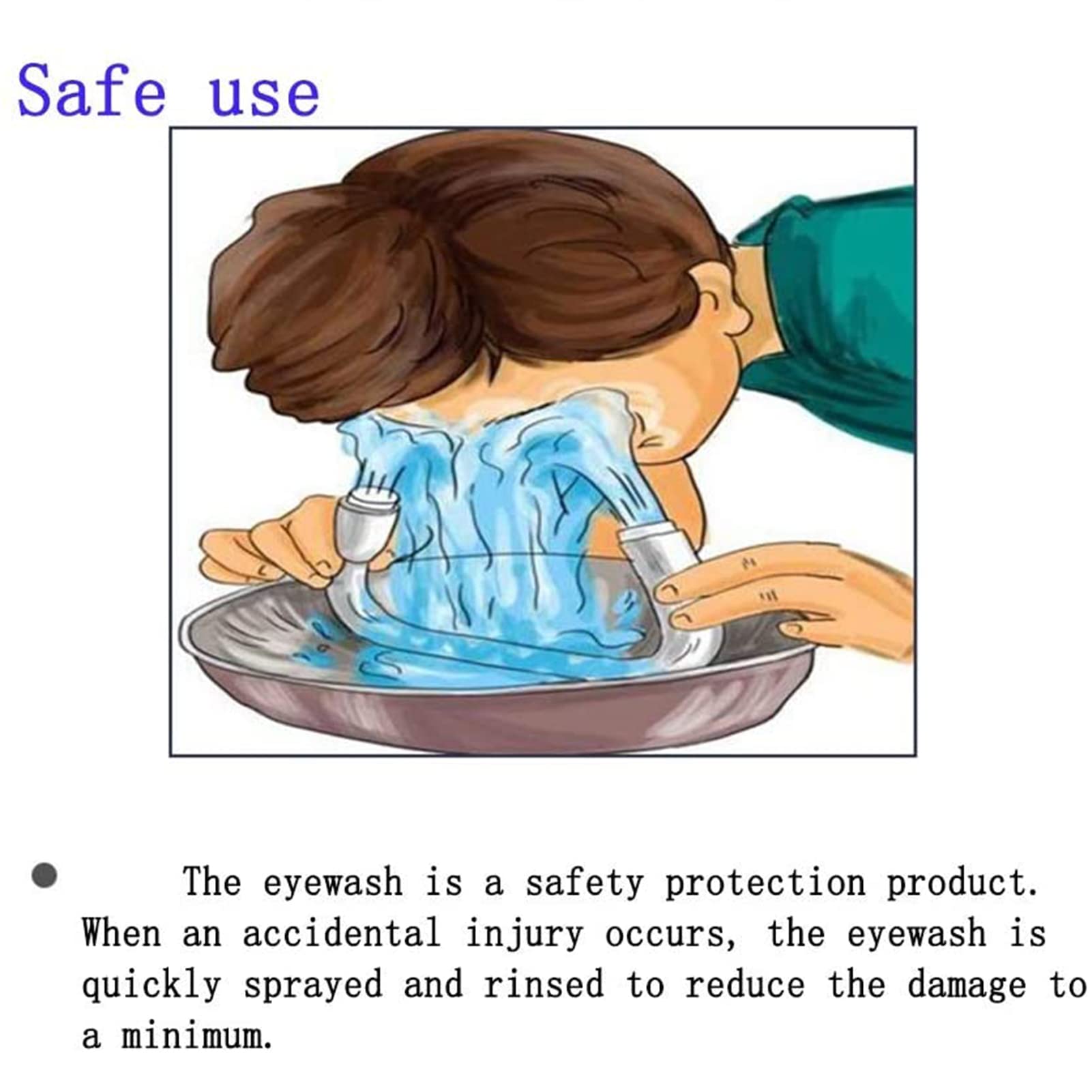 Station de lavage oculaire d'urgence murale en acier inoxydable 304, lave-visage et lave-yeux sûr, service de protection oculaire mural avec couvercle de protection pour usine chimique/usine/éco
