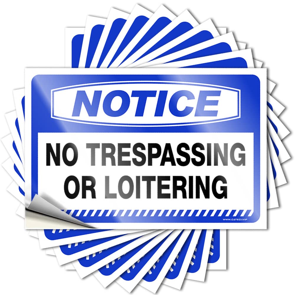 Fzfn Colour Restroom Decor Lettering Sticker Wall | Notice No Trespassing Or Loitering Good Exterior Sticker Pack(12X18cm)