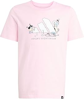 تي شيرت رياضي شتوي للأطفال من الجنسين برسومات جرافيك من اديداس (كم قصير) (عبوة من قطعة واحدة)