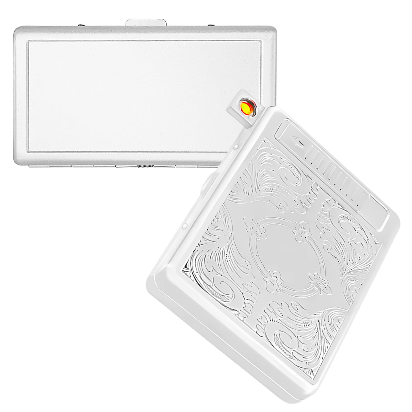 Amazon.com: Cigarette Case of Metal 100s Size with USB Rechargeable Lighter 