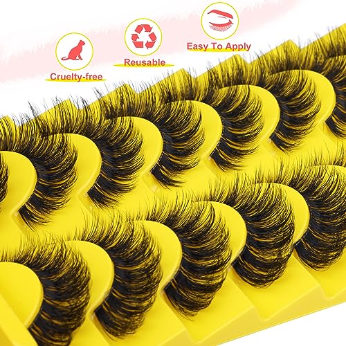 ALICE Cat Eye Lashes D Curl Russian Strip Lashes 17mm Fluffy False Eyelashes Clear Band Eyelashes Dramatic Faux Mink Lashes 8 Pairs - Image 3
