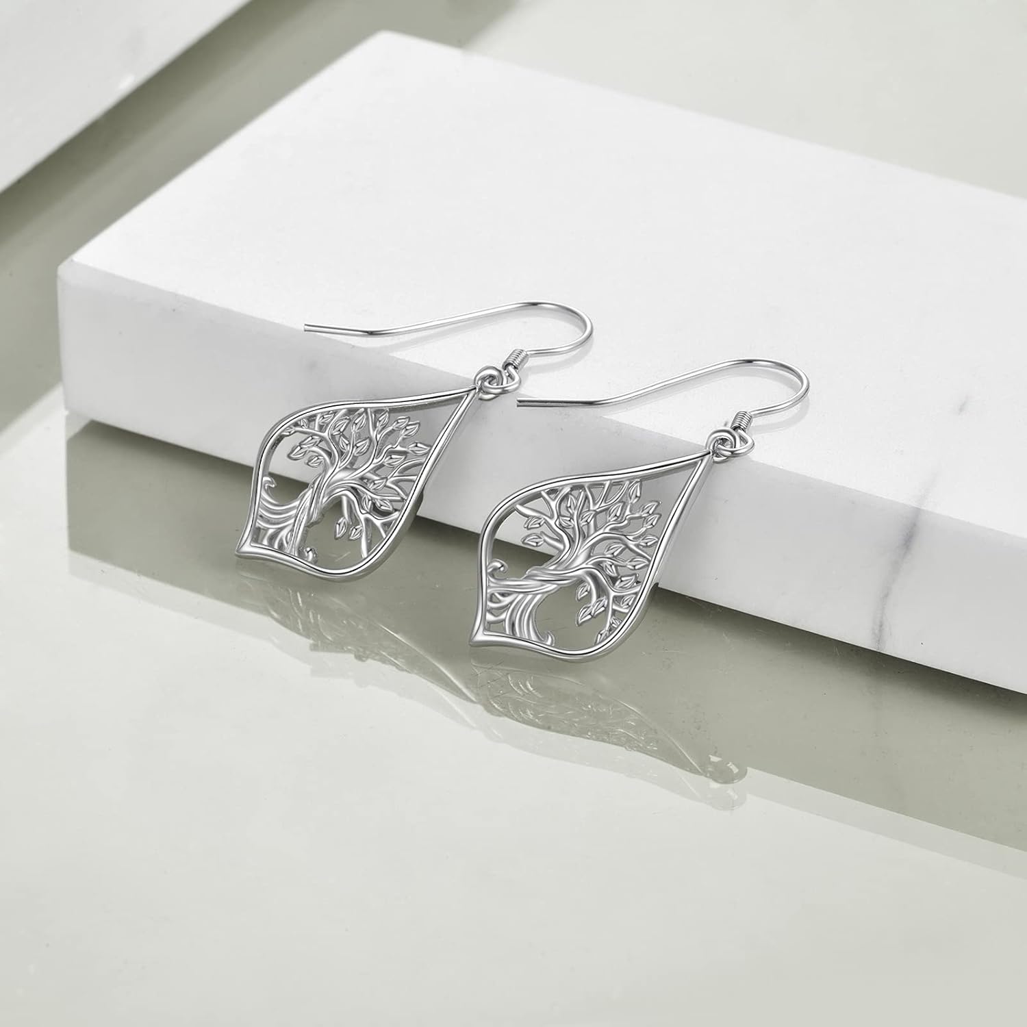 WINNICACA Sterling Silver Dangle Drop Earrings for Women Mom Flower Leverback Earrings Jewelry Christmas Anniversary Birthday Gifts