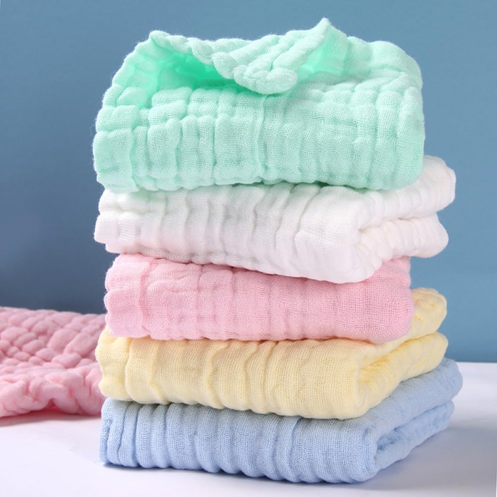 100% Muslin Cotton Baby Washcloths – Ultra Soft Face Towels for Newborn & Toddlers | Highly Absorbent, Skin-Friendly Bath & Feeding Cloths (Pack of 2 - Multi-Colour) (26x26 cm)-image-22