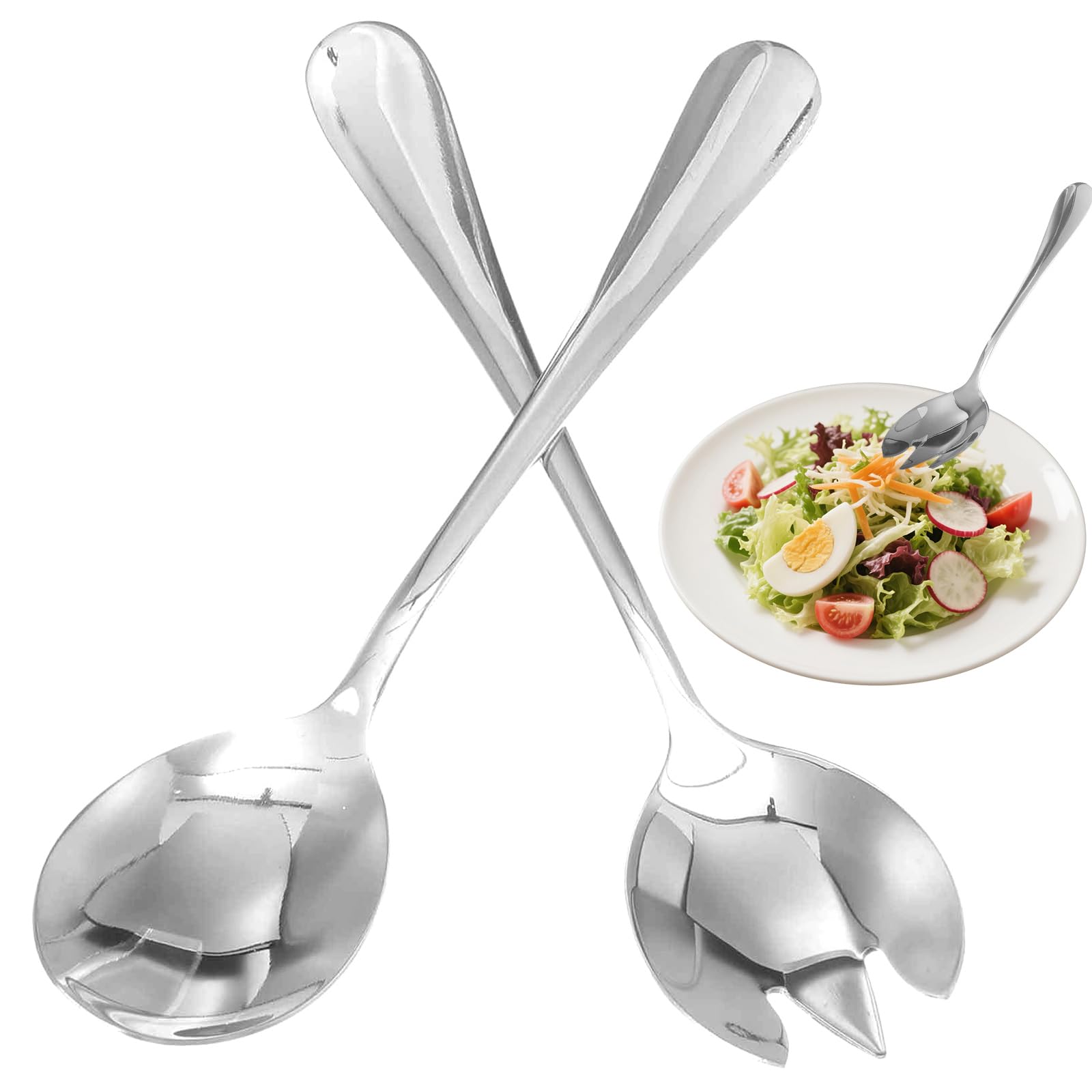 Pack of 2 Salad Servers, Stainless Steel Salad Serving Set, Salad Servers, Salad Spoon, Salad Fork,Salad Spoons