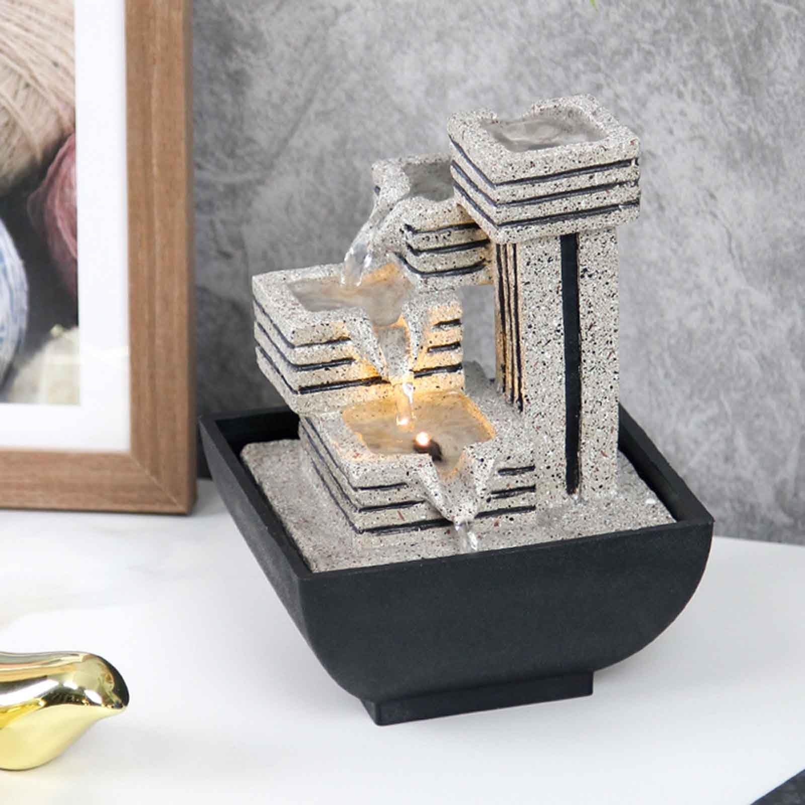 La fontana del tavolo, Fontane da tavolo for interni a 4 livelli con luci a LED