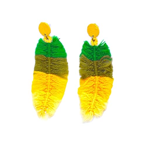 vireChic, Handmade eco-friendly sustainable natural fiber and corchet Shamanic passion maxi earrings (yellow)