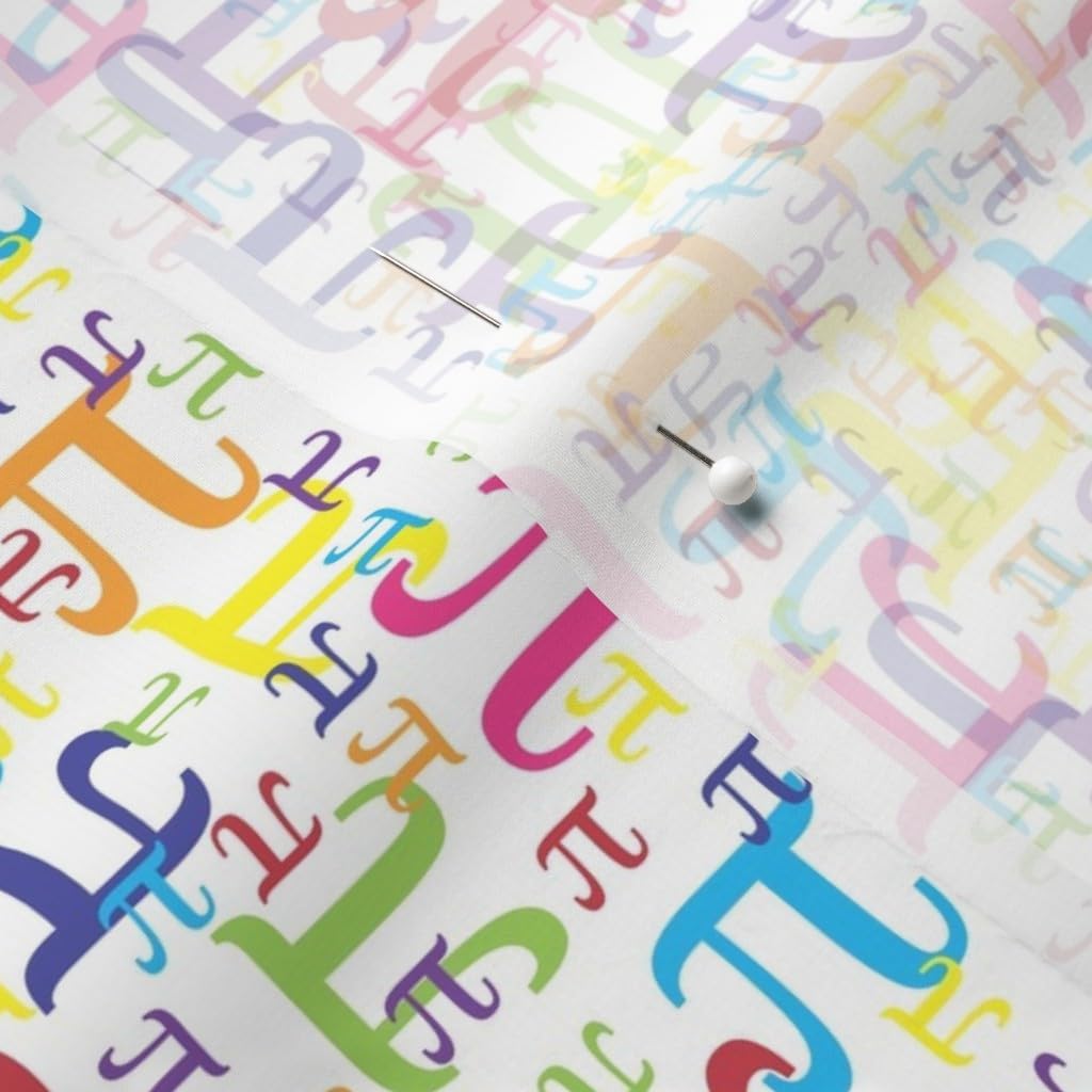 Spoonflower Fabric - Pi Small Math Nerd Geek Science Colorful Printed on Chiffon Fabric by The Yard - Sewing Fashion Apparel Dresses Home Decor