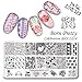 BORN PRETTY Valentine's Day Nail Stamping Art Set-2Pcs Image Template Black White Stamping Nail Polish with 1Pc Jelly Clear Stamper