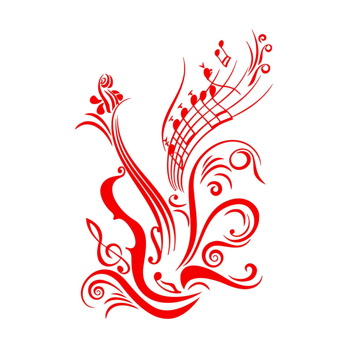 Music Guitar Notes Cool Wall Decals PVC 72x111.5cm Art Mural Painting Extra Large red