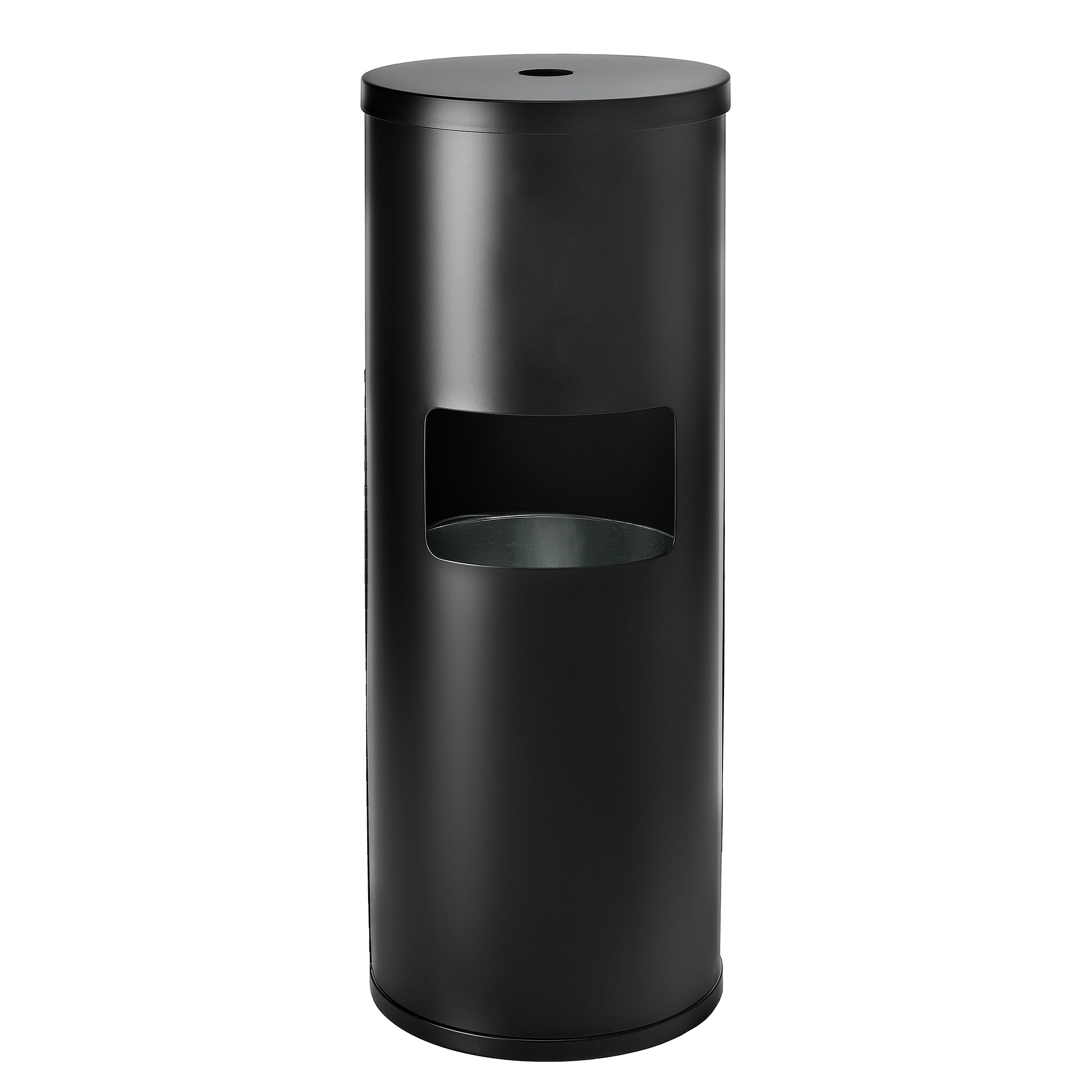 Black Stainless Steel Floor Stand Wipe Dispenser with 7-Gallon Built-in Trash Can & Magnetic Door, Fits Wipes on Rolls - Stainless Steel Wipe