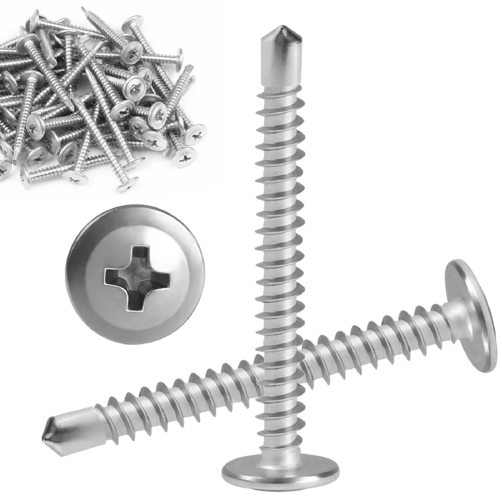 Self Tapping Screw, 410 Stainless Steel Drilling Screw M4.2 * 38mm, Cross Countersunk Drill Tail Self Drilling Screws