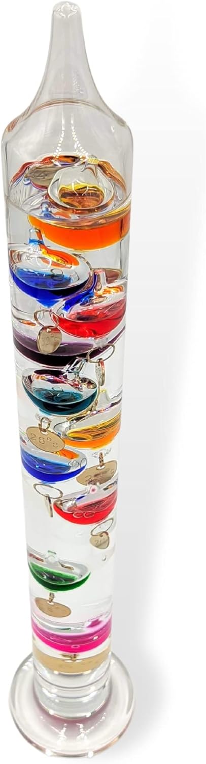 MAISONICA Termómetro Galileo de 10 bombillas multicolor (cristal, 44 cm)