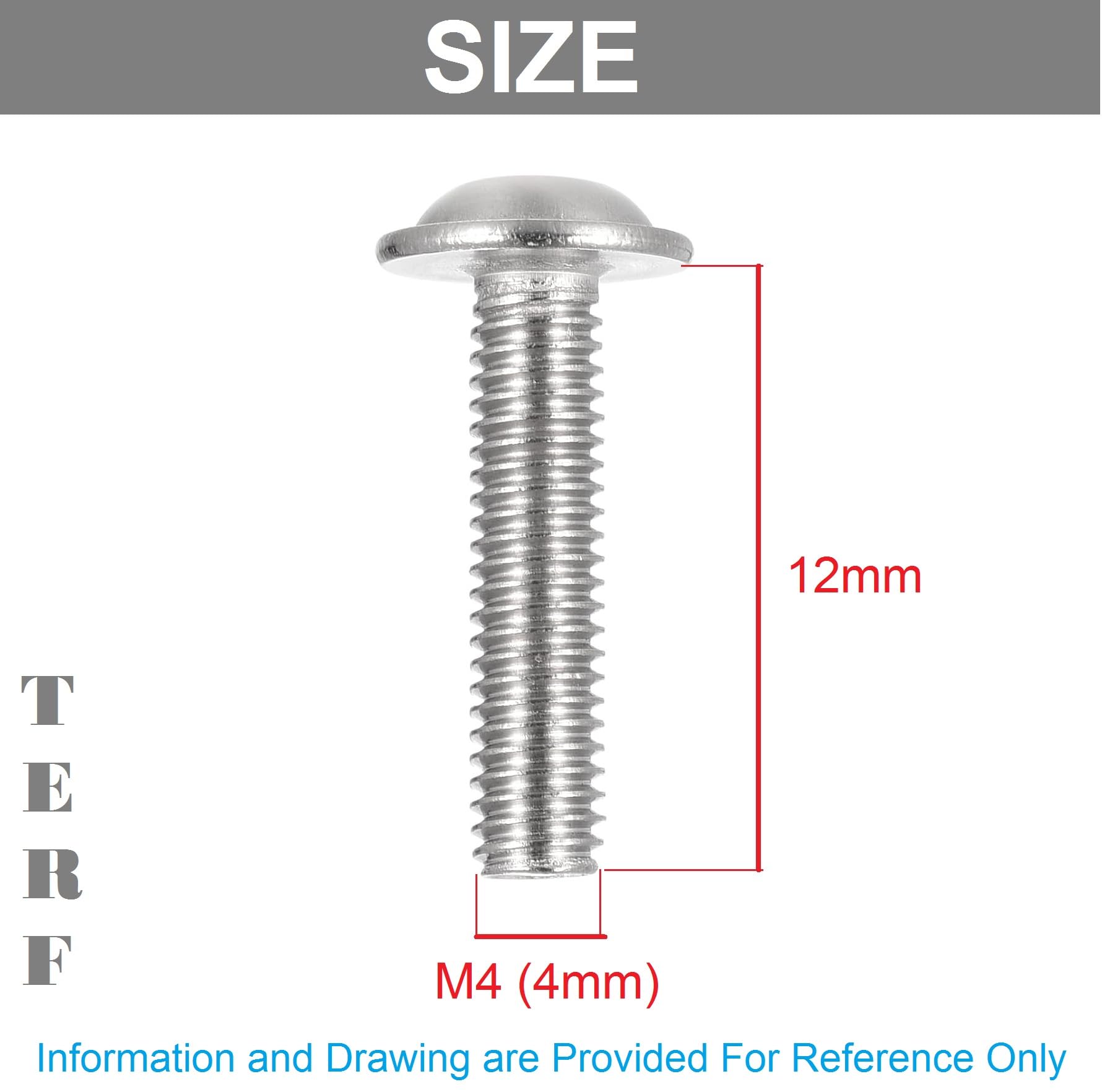TERF® M4 X 12mm Flange Hex Socket Cap Button Head Machine Screws Stainless Steel A2 (304) Machine Screw M4 (4mm) X 12mm Allen Key Hexagonal Flange Socket Bolts - Image 3