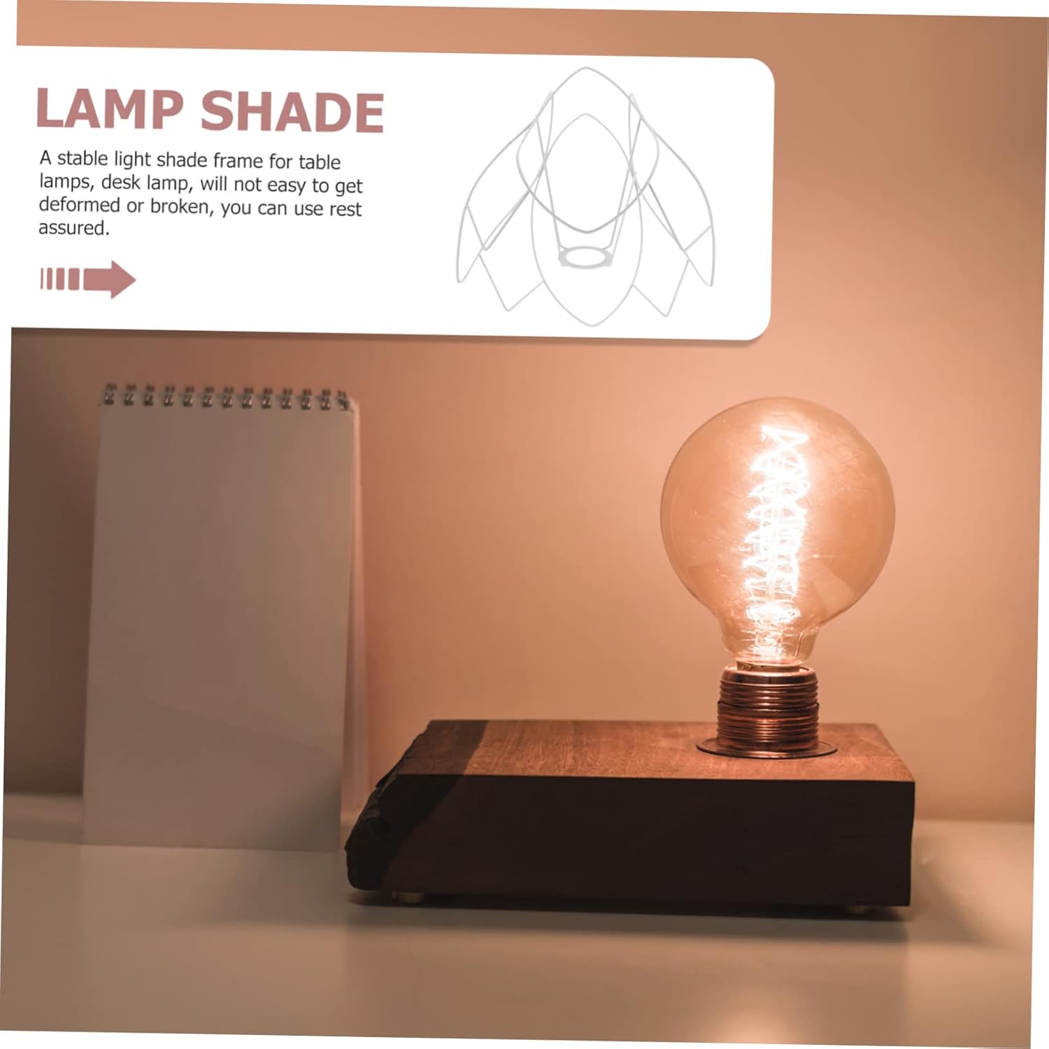 Luxshiny DIY Lampshade Frame Iron Wire Round and Square Shapes Suitable for Table Lamps Crafting and Home Decor