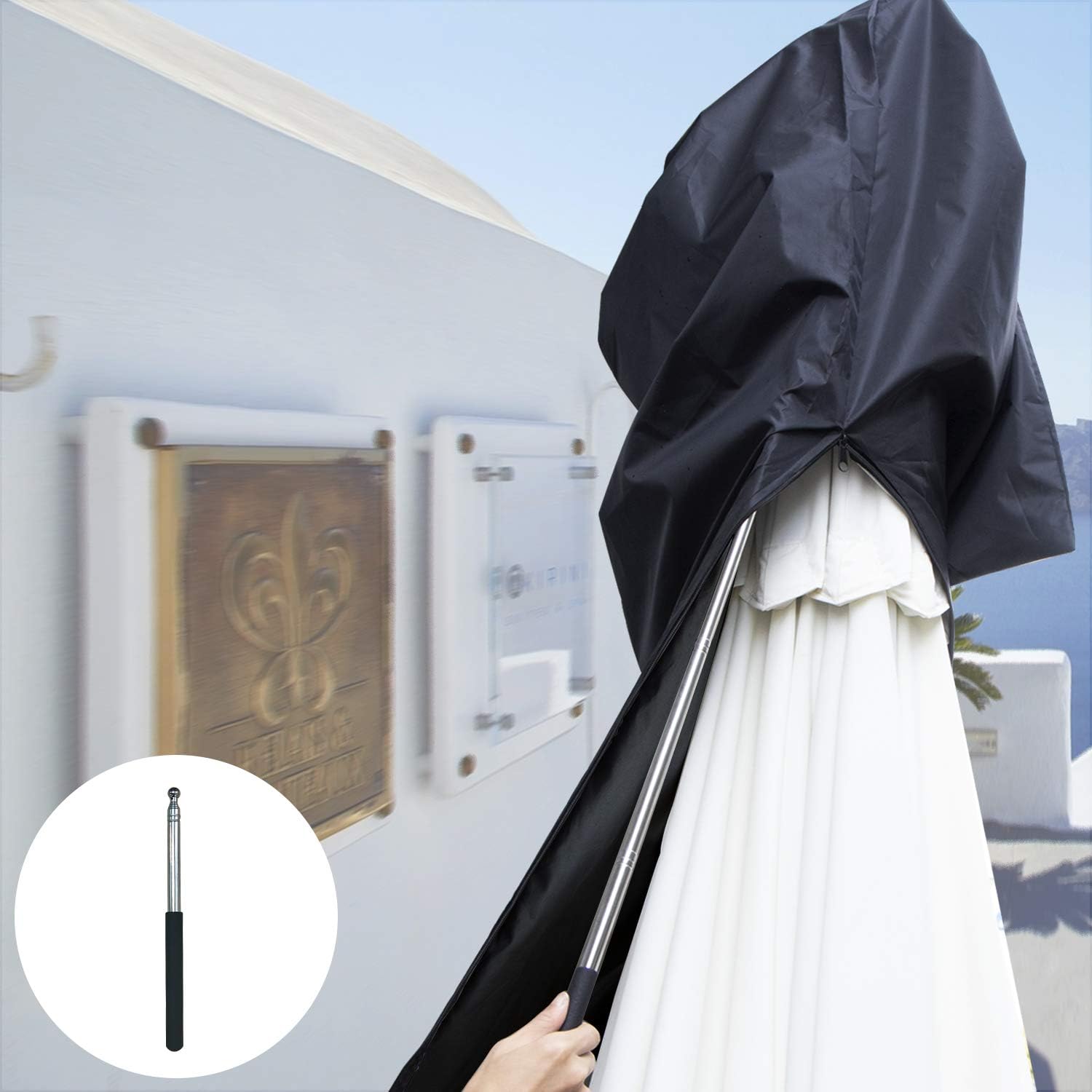 AWNIC Garden Cantilever Parasol Covers Waterproof Patio Umbrella Cover Outdoor with Telescopic Rod 265x40/70/50cm - Image 4