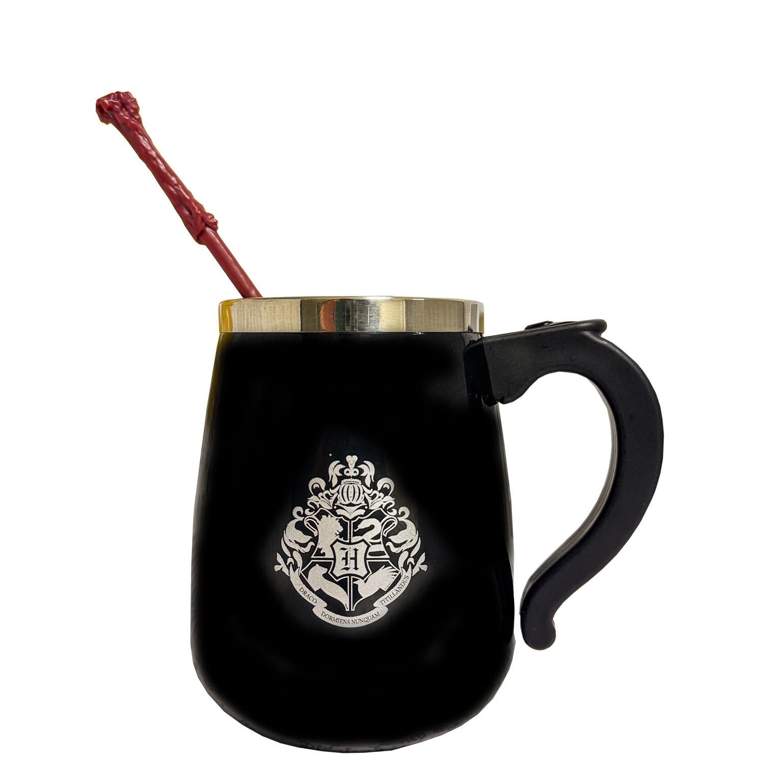 Mad Monkey Black Harry Potter Mug With Magic Wand, Self-Stirring Mug, A Must For Muggles & Magicians, 350 Ml, Harry Potter Coffee Mug, Self-Stirring