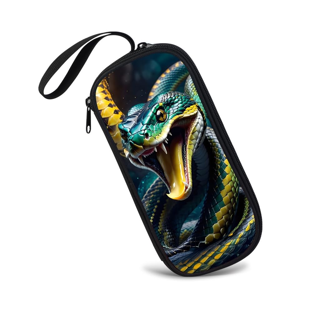 ZRENTAO Snake Pencil Case for Kids Boys Girls, Large Capacity Double Zipper Pencil Pouch, Pen Bag School Supplies Organizer for Elementary Students