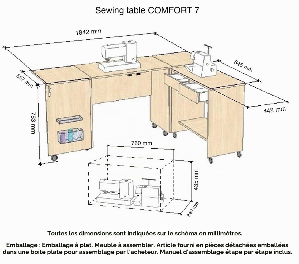 Comfort 7 | Armoire machine à coudre | (Premium White)