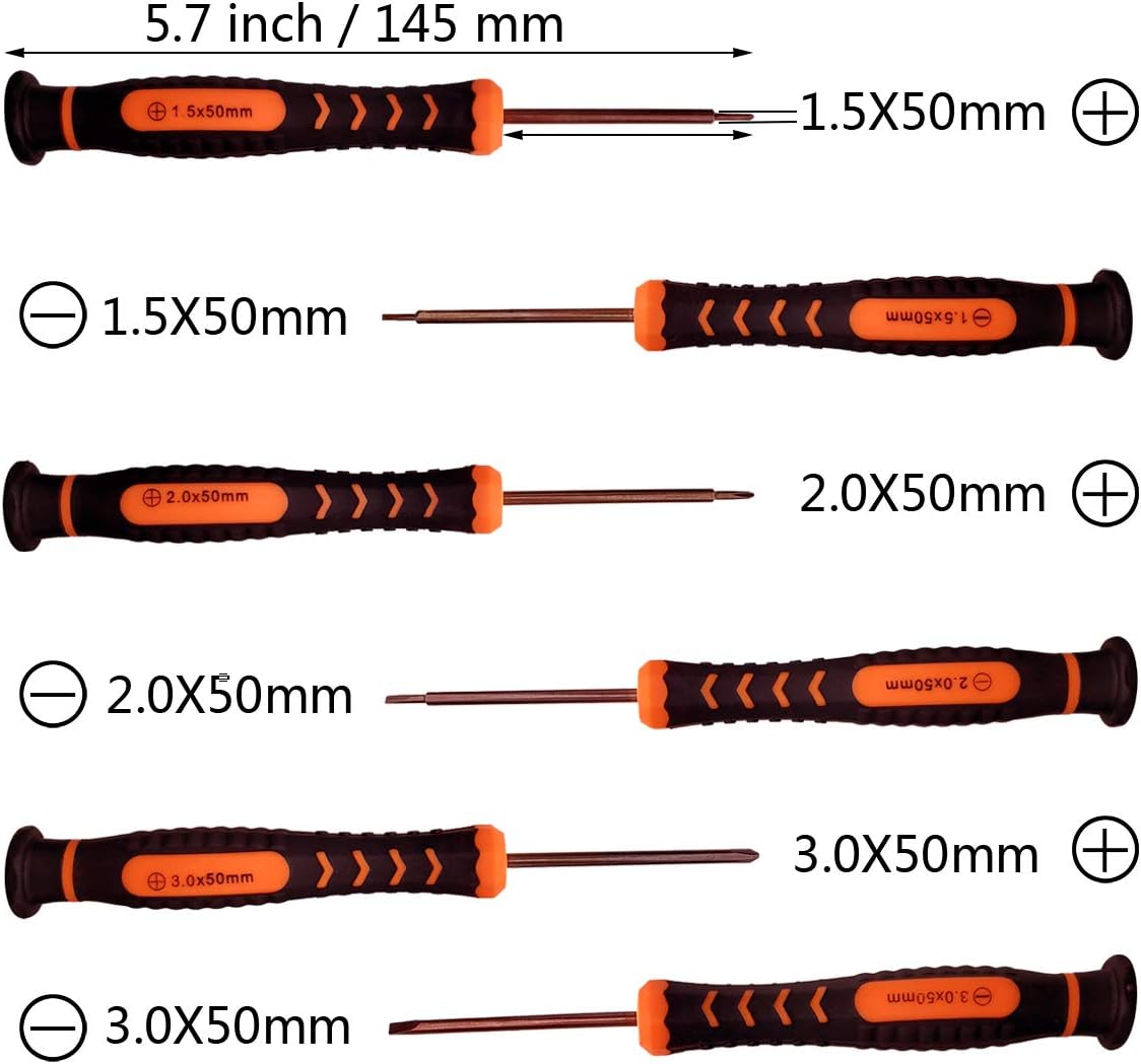 Hscakee Eyeglass Repair Kit with 6 PCS Flathead and Phillips Screwdrivers and Glasses Screws for Glasses, Eye Glass, Sunglass Repair