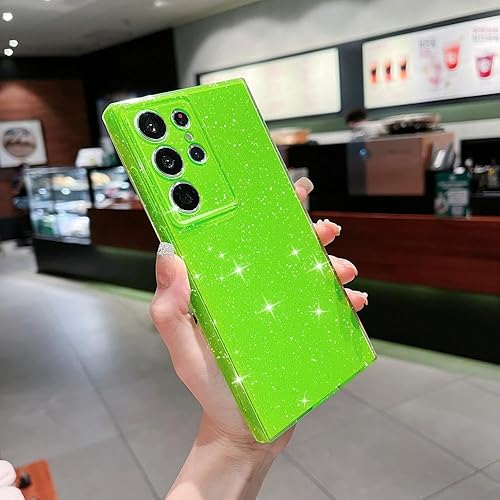 Miniatura 3 de MINSCOSE Funda compatible con Samsung Galaxy S22 Ultra, bonito color neón brillante, con purpurina, delgada, delgada, a prueba de golpes, funda de