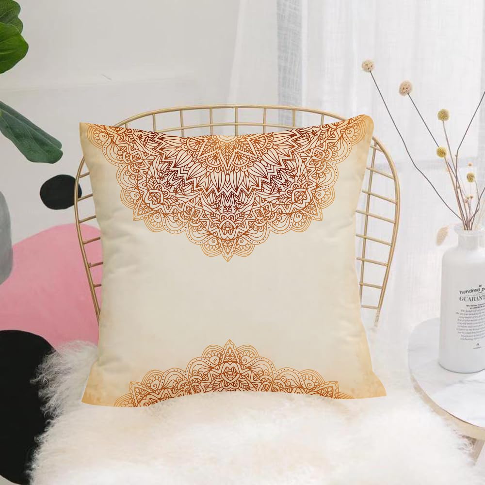 HYOSXW Cushion Cover,Throw Pillow Case Home Decorative for Living Room Bedroom Sofa Chair 16X16 Inch,Ornate vintage circle seamless pattern in mehndi style raster,Pillowcase 40X40cm