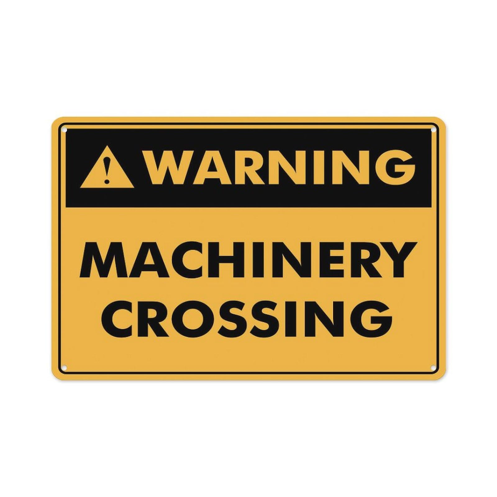 peiyeety Warning Machinery Crossing Sign Aluminum Tin Warning Signs for Home Outdoor Garden 12X16 Inches