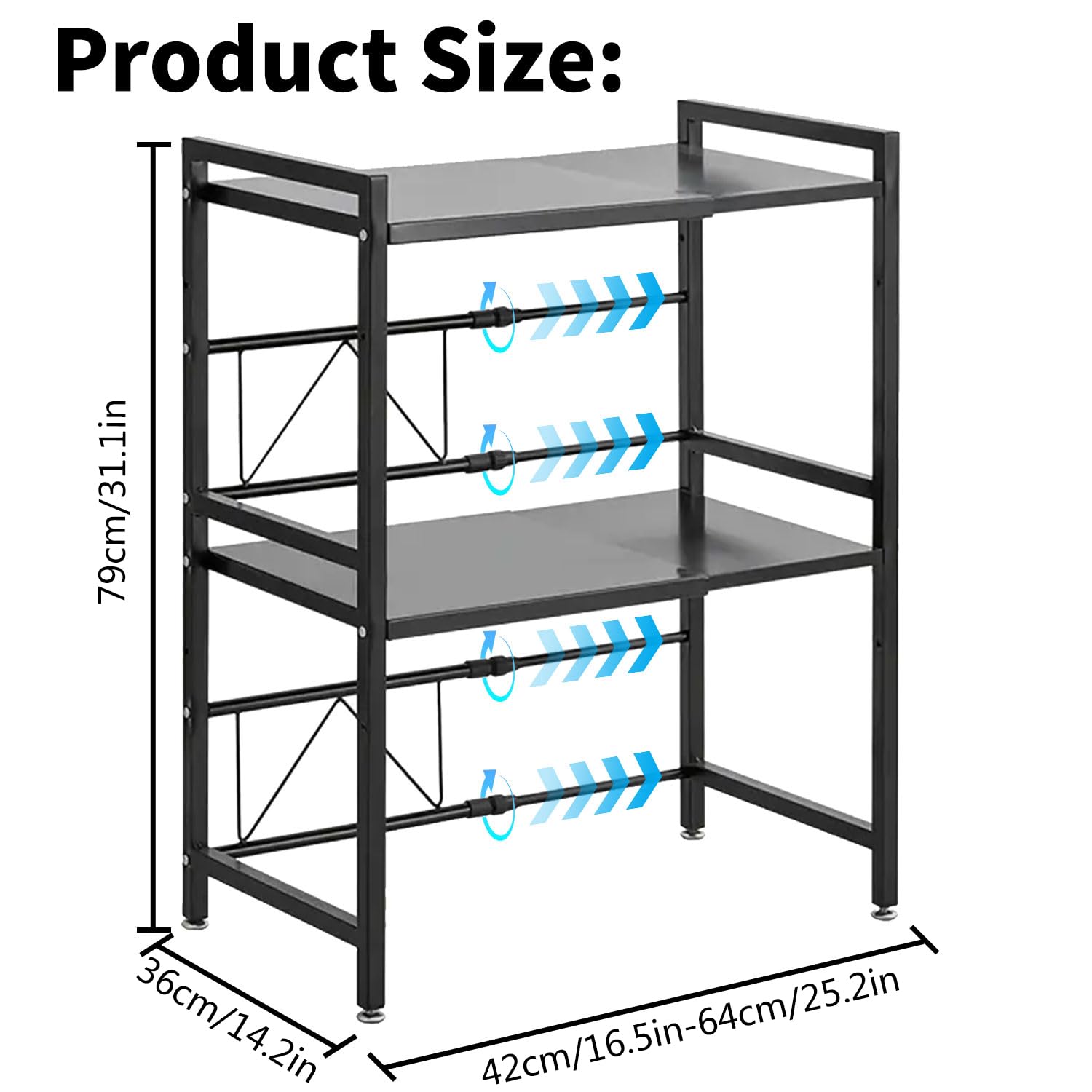 Etagere Micro Ondes, 3 niveles extensible mueble de microondas de metal