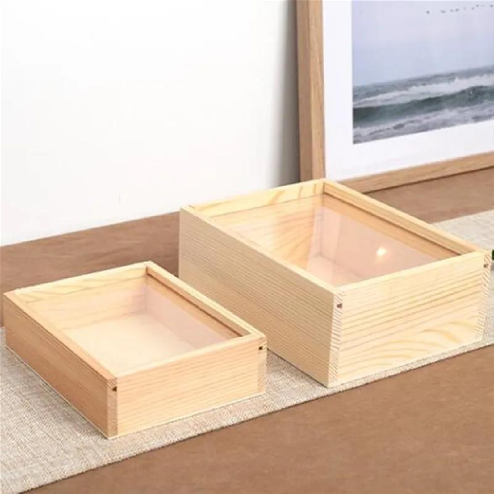 Organizzatore di gioielli Scatola di vetro estraibile Scatola di legno Scatola di gioielli Scatola regalo fatta a mano Scatola di cassetto rettangolare Scatola di legno massello Personalizzazione Con