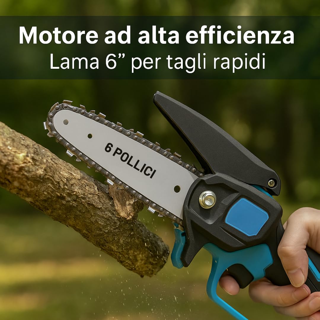 Kit Potatura Elettrico 3 in 1 con Asta Telescopica 2,5M, Forbici, Motosega 6”, 2 Batterie, Attrezzi Giardinaggio,Cesoia,troncarami,Rami, Alberi, Giardino, Vigneti, Orti DEALIX