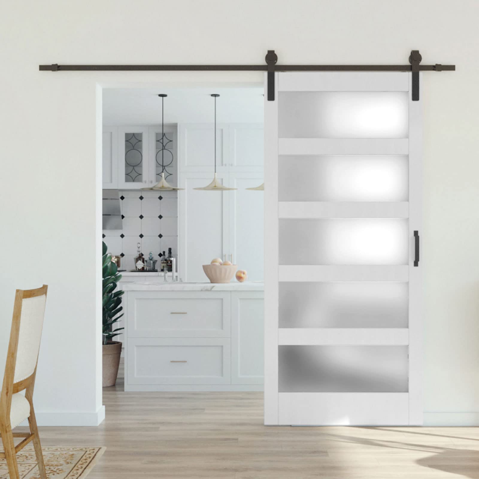 Buy ARKHJEM Frosted Glass Sliding Barn Door 36''×84'' Sturdy Barn Door