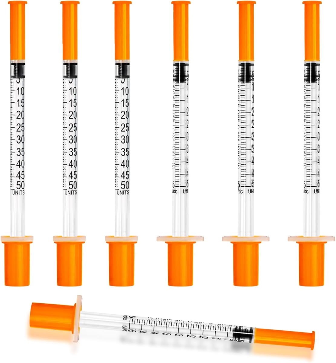 0.5ml Syringe with Cap, 29G 1/2" 13mm 1/2cc Syringes, Disposable Individual Package, Pack of 100
