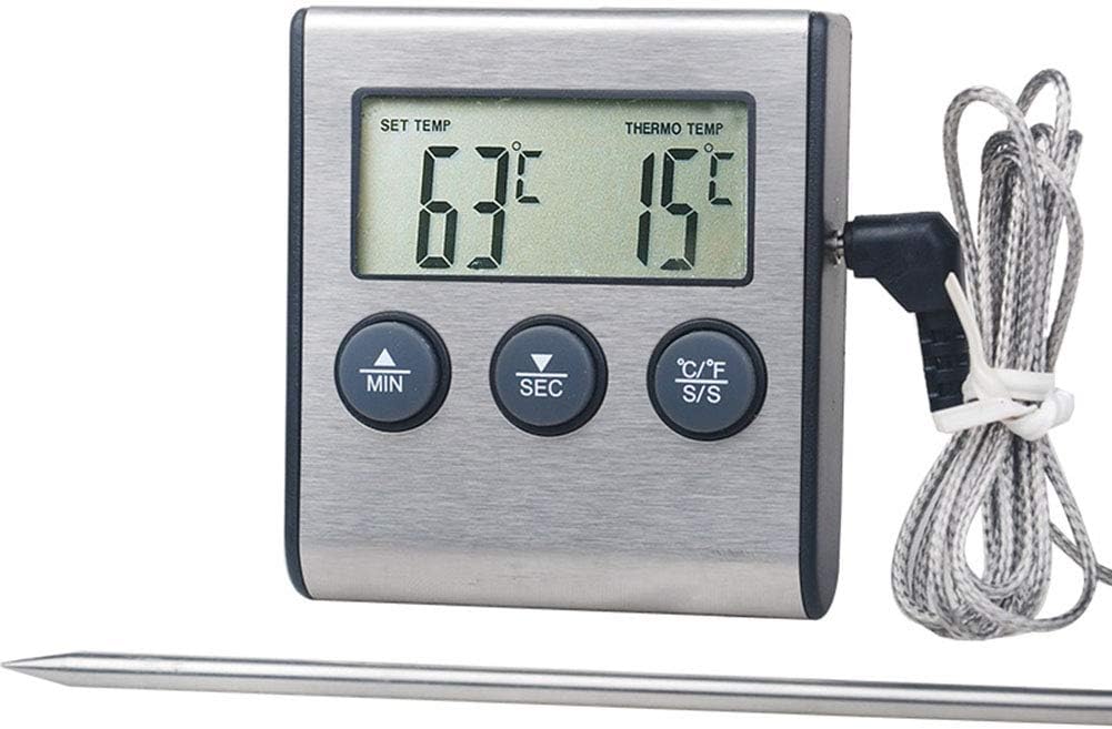 Oven, Barbecue, Meat Thermometer with Probe,INRIGOROUS Cooking Thermometer Built in Countdown Kitchen Timer with Alarm for Grilling BBQ,Battery include (Basic)