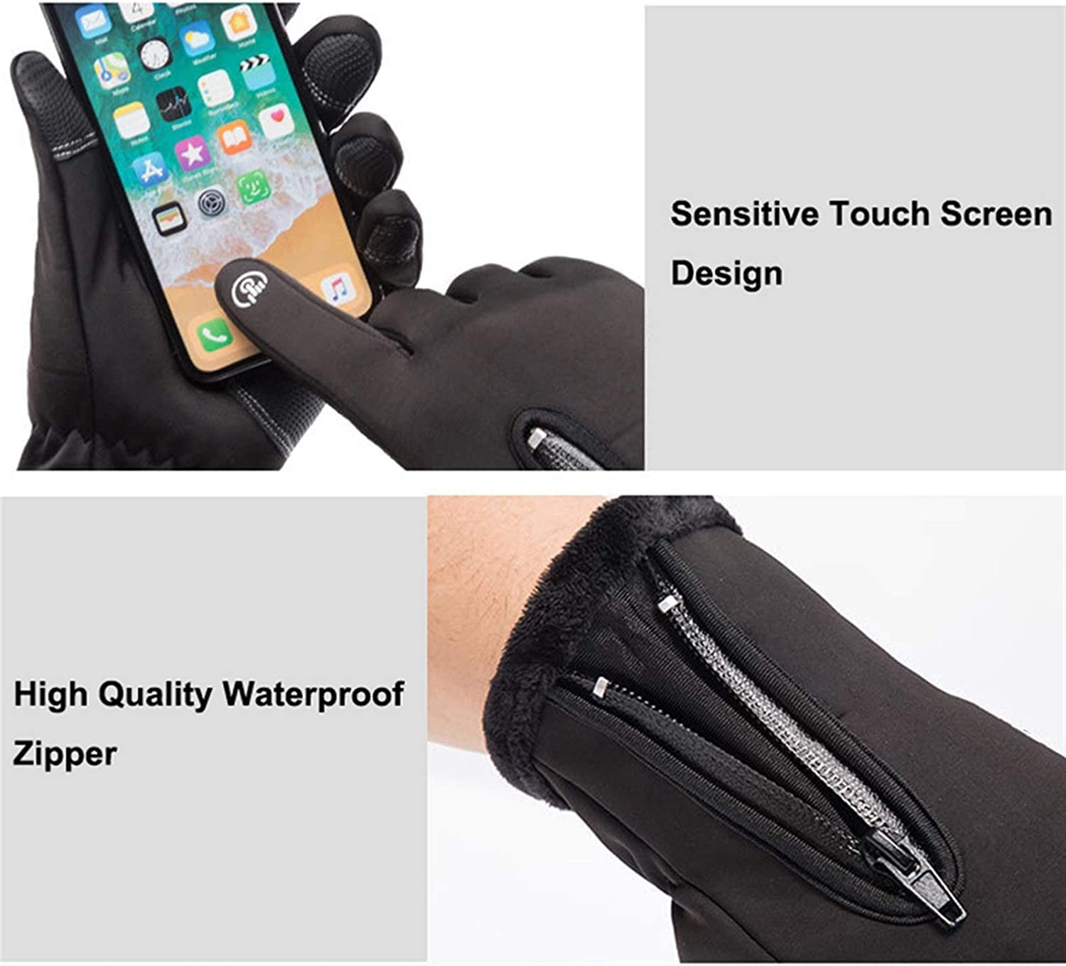 Guantes, Guantes de invierno, Guantes de ciclismo cálidos de invierno, Guantes de pesca de dedo completo, Guantes de hombre de pesca de pantalla táctil cálidos de invierno, Guantes antideslizantes a p