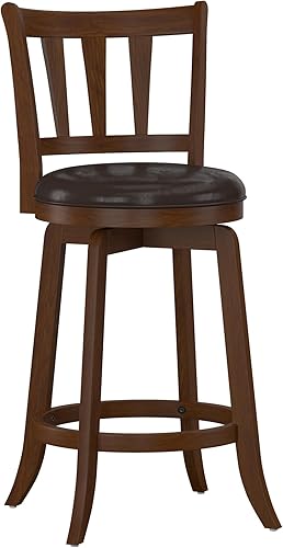 Miniatura 44 de Hillsdale Presque Isle Taburete giratorio de madera con asiento de piel sintética, altura de barra, color negro Negro -,gris (Aged