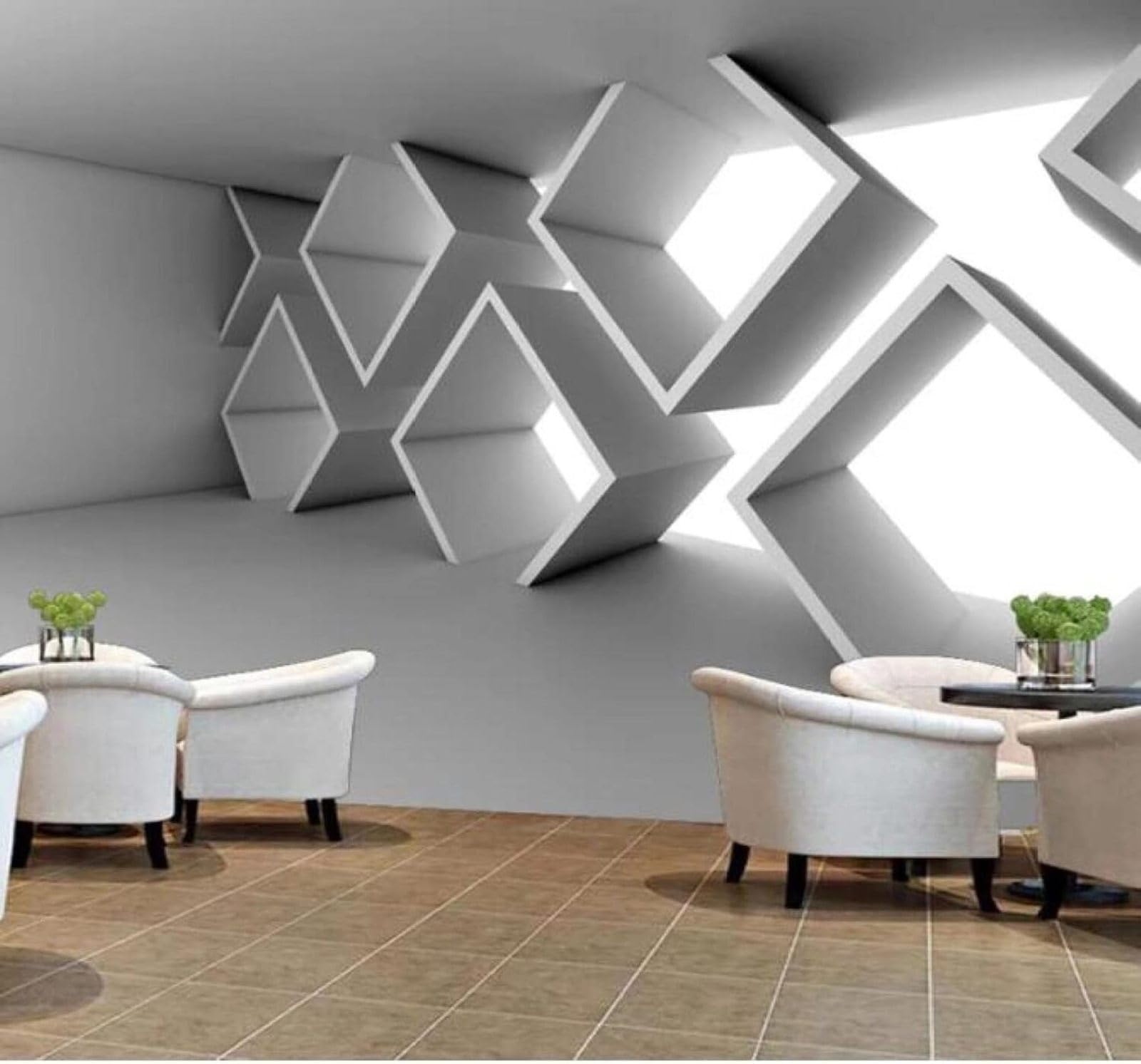 XLMING Abstract Three Dimensional Geometric Concrete Architecture Expanded Space 3D Wallpaper Luxury Silk Study Dining Feature Sofa Grey Bedroom Living Room Tv Decorative Wall-250cm×170cm