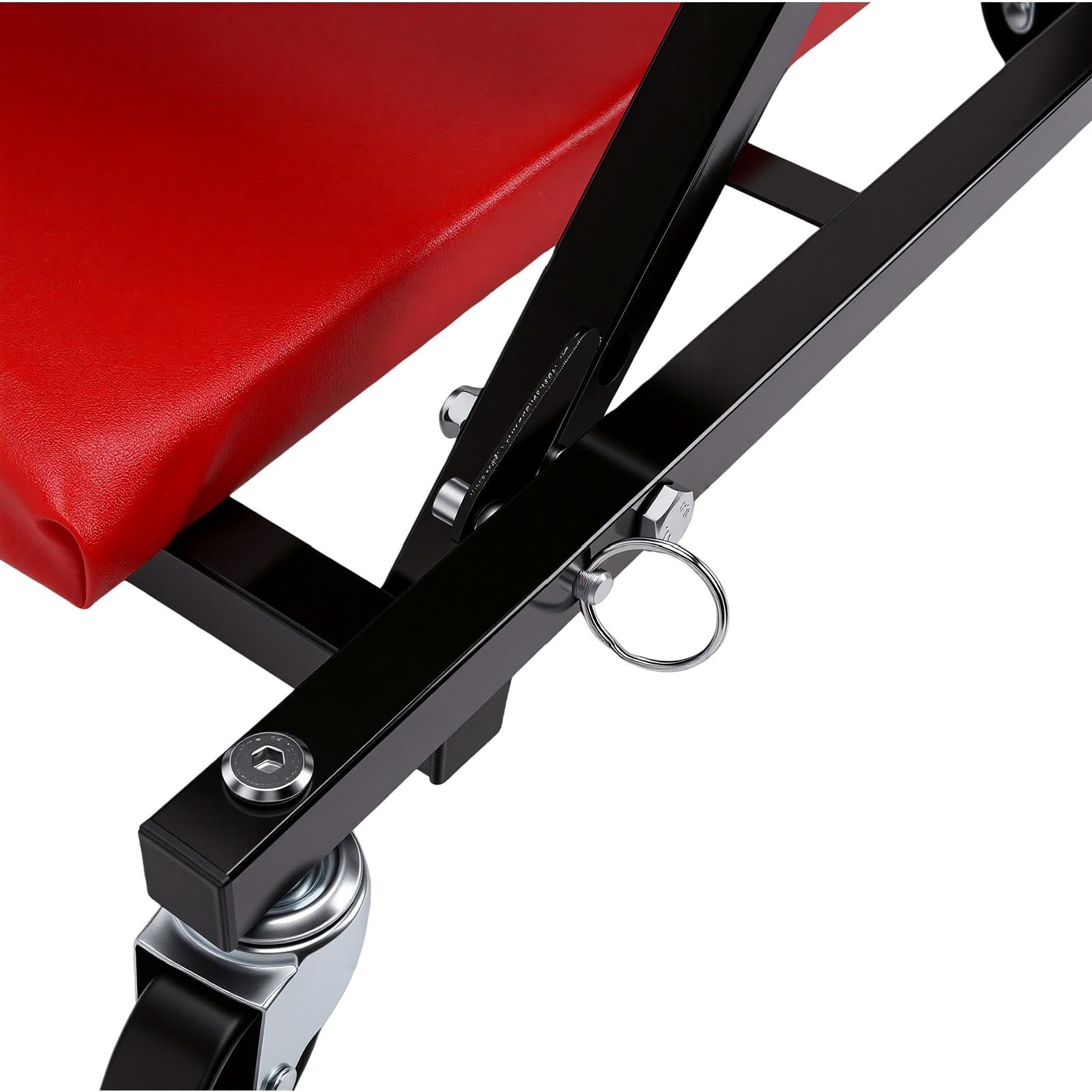 Tbest Camilla Rodante Plegable para Mecánico, Asiento Rodante bajo Perfil 3 en 1 con 6 Ruedas Giratorias de 360 Grados for Reparaciones de Coches en Garaje (Rojo)