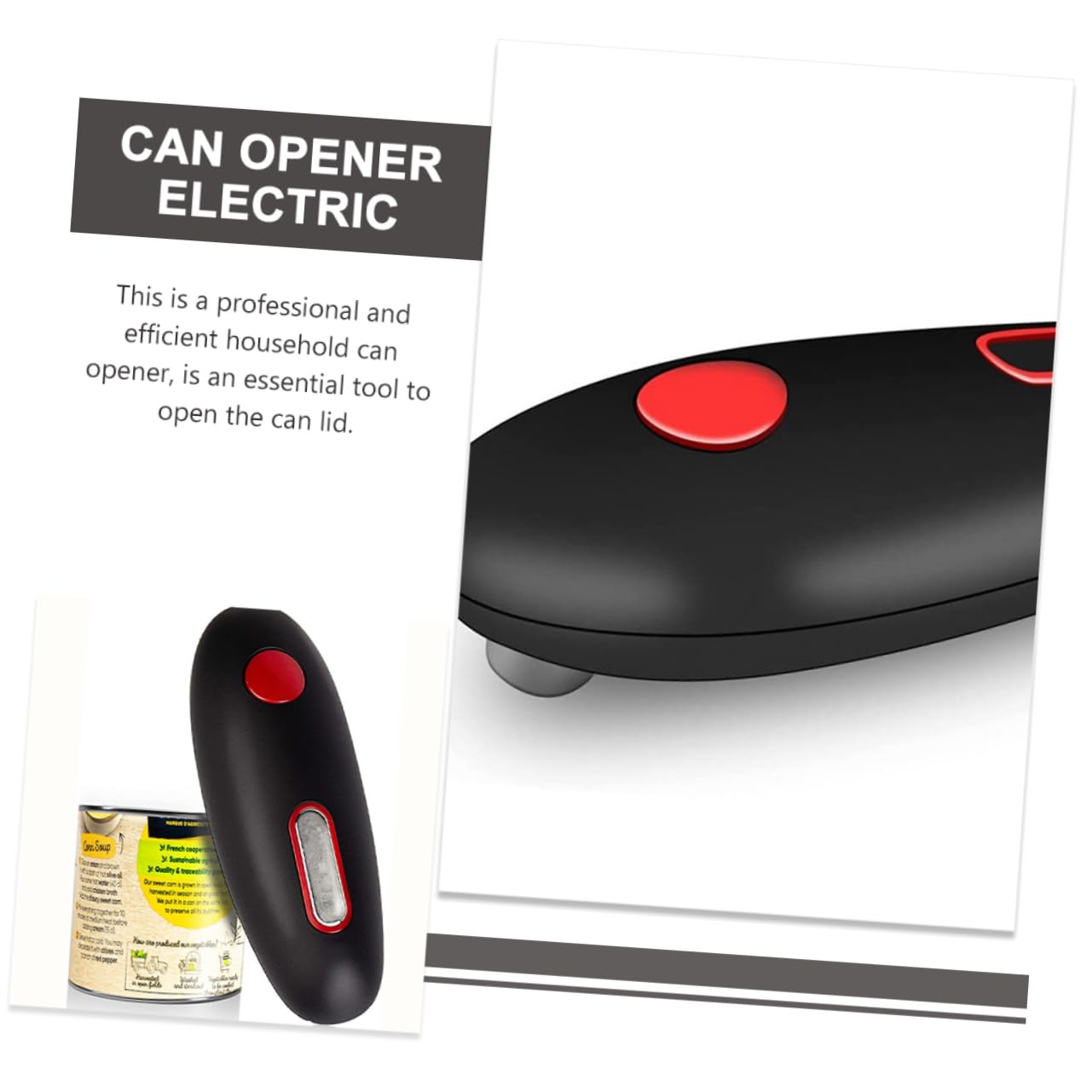 Abrelatas Eléctrico Hogar, Abridor de Frascos y Latas Automático, Portátil y Ligero, Acero Inoxidable y Abs, Cocina Doméstica