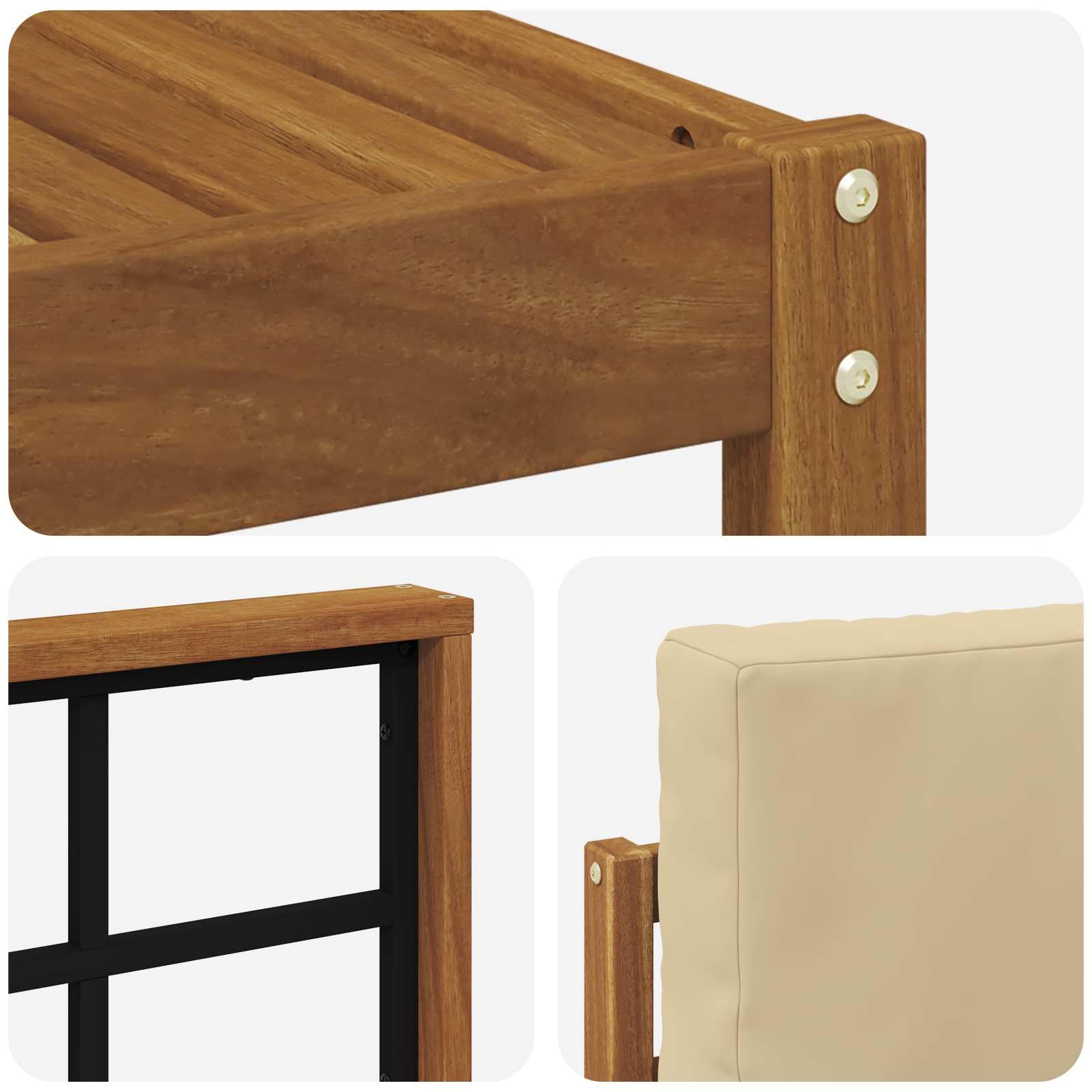 Modułowa sofa outdoorowa zestaw 10-częściowy z poduszkami, z drewna akacjowego, zestaw mebli ogrodowych w kolorze naturalnym i beżowym