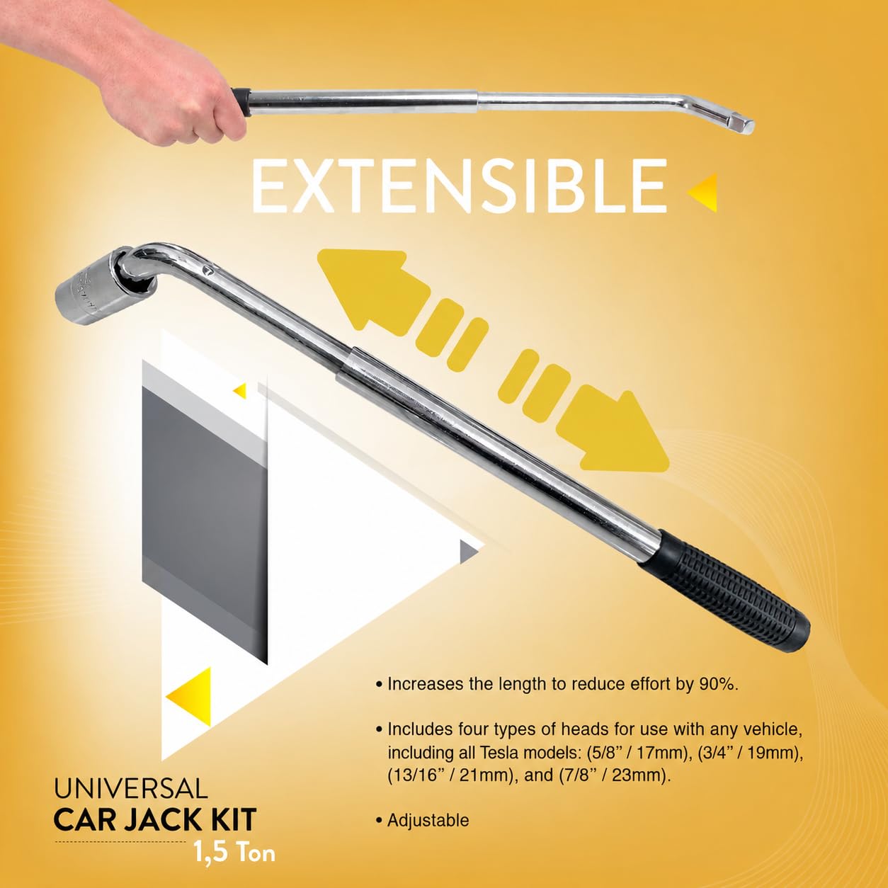 Kit cric per auto, 2 tonnellate, cric a forbice per auto, portatile, ideale per SUV e auto, kit universale con chiave a bussola