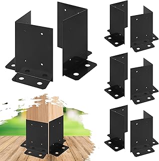 8Pcs Anchor Base, Black Powder-Coated Brackets, Heavy Duty Wood Brackets for Pergola Railing Mailbox Deck Fit 4x4, 6x6, 8x8 Post
