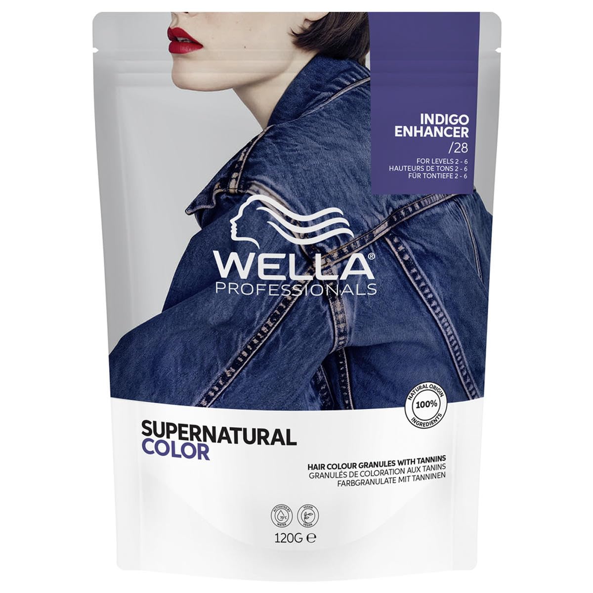 Wella Supernatural Color /​28 Indigo Enhancer 120 g, couleur professionnelle, effet tonalisant naturel, opacité douce et reflets lumineux, effet naturel et uniforme